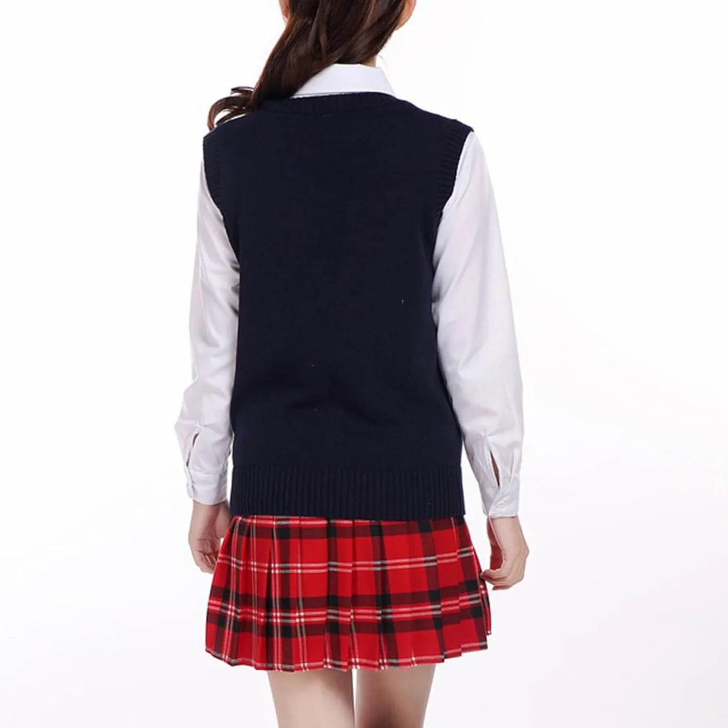 ZUEVI Women's Sweater Vest Classic V Neck Uniform Pullover Knitwear Tops Sleeveless Knitted Sweaters Vests